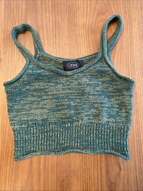 Cider-Green Knit Cropped Tank